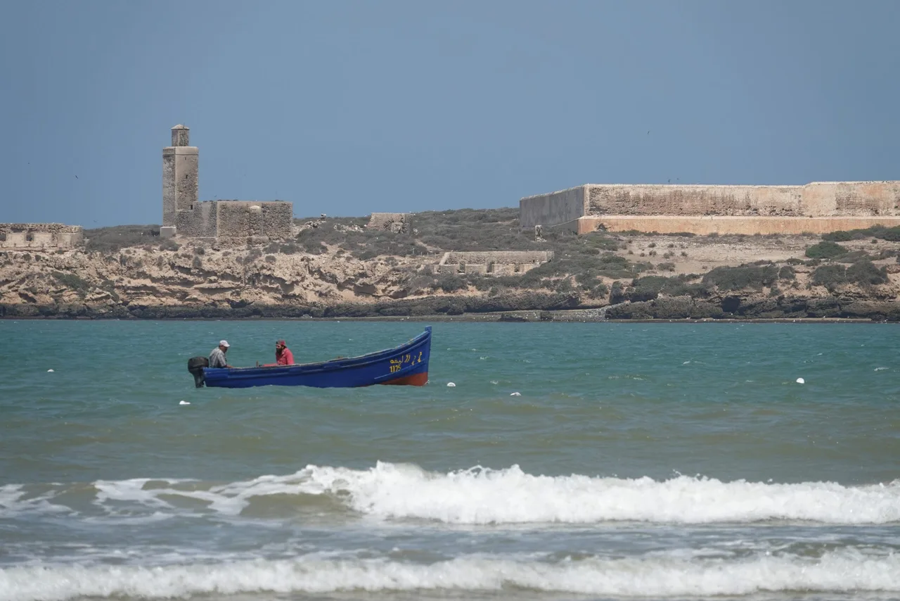 Vue de l'île de Mogador depuis la plage d'Essaouira